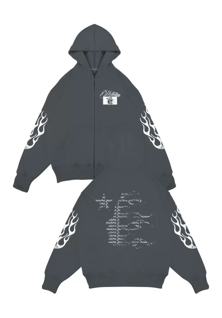 Hoodie Oversize Flama Con Cierre